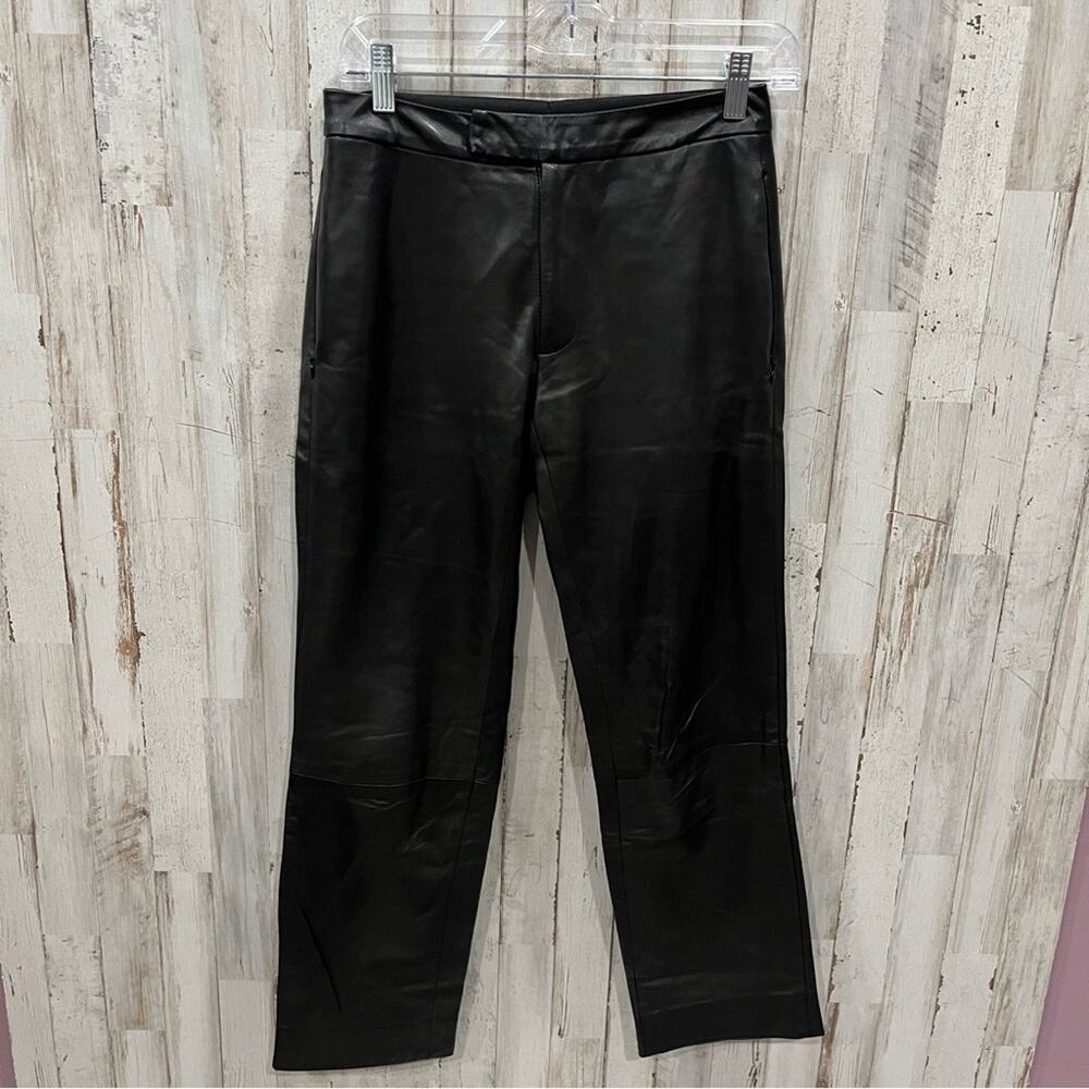 SEA New York Black Lambskin Leather Slim Leg Ankle Pants NO SIZE TAG